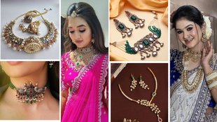 Gold Plated jewellery set | Necklace With Earrings | Hasli Choker