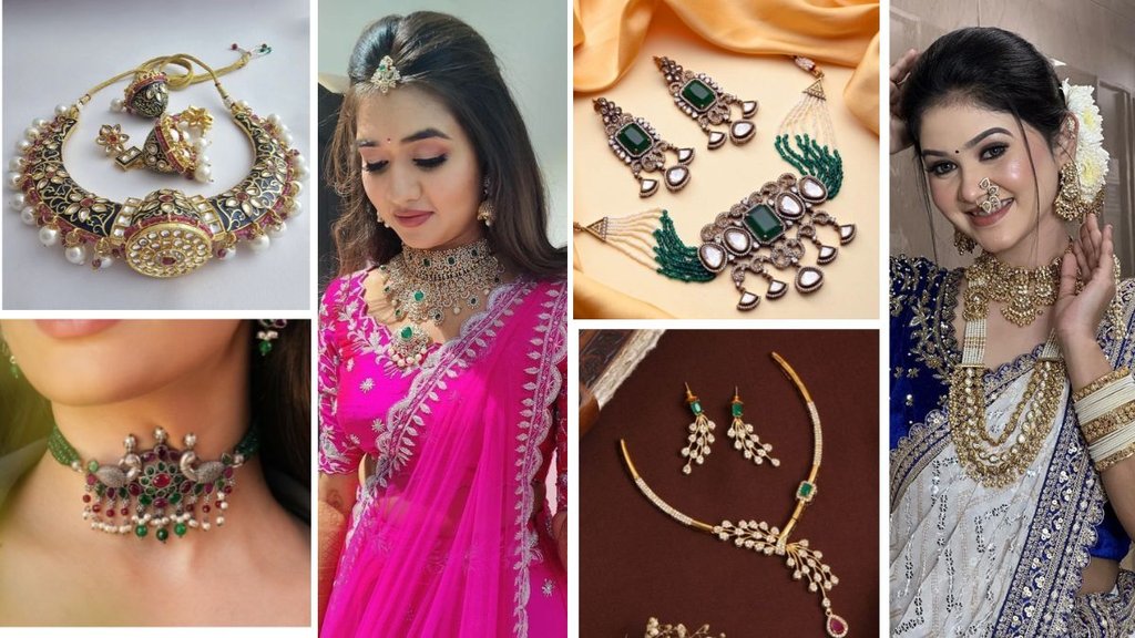Gold Plated jewellery set | Necklace With Earrings | Hasli Choker