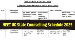 NEET UG 2025: नीट यूजी स्टेट काउंसलिंग शेड्यूल 2025 mcc.nic.in पर जारी, यहां है राज्य कोटा सहित सभी आधिकारिक वेबसाइटों की लिस्ट