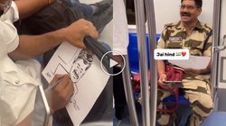 दिल्ली मेट्रो में ड्यूटी कर रहे CISF जवान की पोट्रेट बनाने लगा सामने बैठा यात्री, शानदार आर्ट देख जवान ने ऐसे किया रिएक्ट, Viral Video