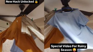 viral video wet clothes dry, barish me kapde kaise sukhaye