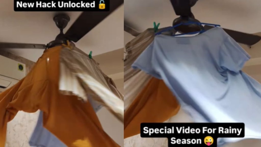 viral video wet clothes dry, barish me kapde kaise sukhaye