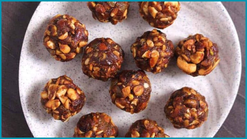 dates ladoo recipe, khajur laduu recipe, dates nuts laddu