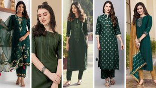 fancy green kurti design, kurti design For Women, Best Green Kurta Sets For Women