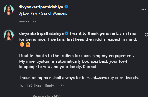 Divyanka tripathi post