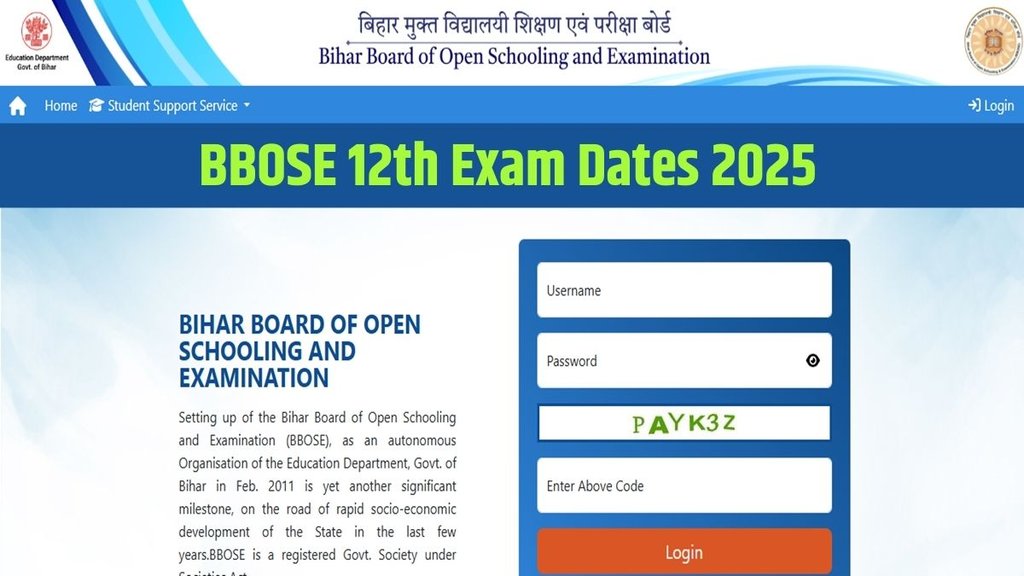 BBOSE Exam Date 2025, Bihar Board Open School Date Sheet,