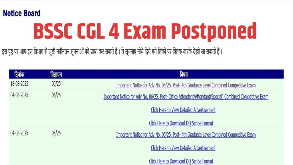 BSSC CGL 2025, BSSC CGL 4 Exam Postponed, Bihar Staff Selection Commission,