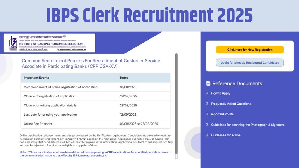IBPS Clerk Recruitment 2025, IBPS Clerk Recruitment 2025 Last Date to Apply, IBPS Clerk Recruitment 2025 Last Date Extended, IBPS Clerk Recruitment 2025 Apply Link