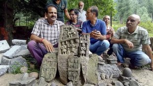 Ancient Hindu idols,Karkoota dynasty artifacts,sacred pilgrimage site,
