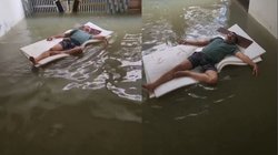 बाढ़ के पानी में अब स्विमिंग पूल वाला आनंद उठाते दिखे SI निषाद, Viral Video देख भड़के यूजर्स