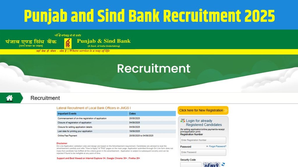 Punjab and Sind Bank Recruitment 2025, Punjab and Sind Bank Local Bank Officer Vacancy, PSB Recruitment 2025 Apply Online, Bank Jobs 2025 Notification, Punjab and Sind Bank Eligibility Age Limit