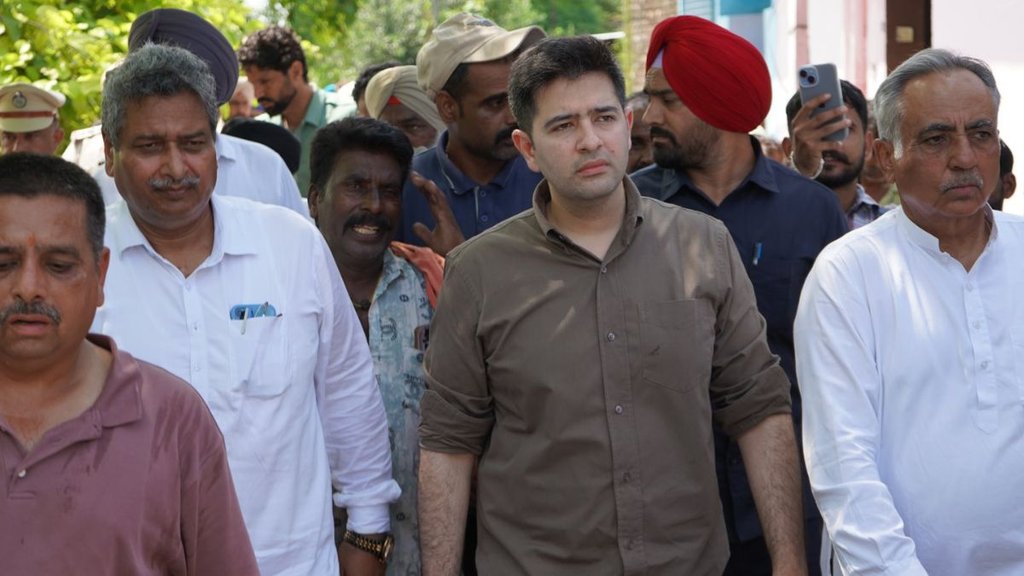 Punjab floods Raghav Chadha AAP, Punjab floods Bhagwant Mann, Punjab floods Congress, Punjab floods Arvind Kejriwal