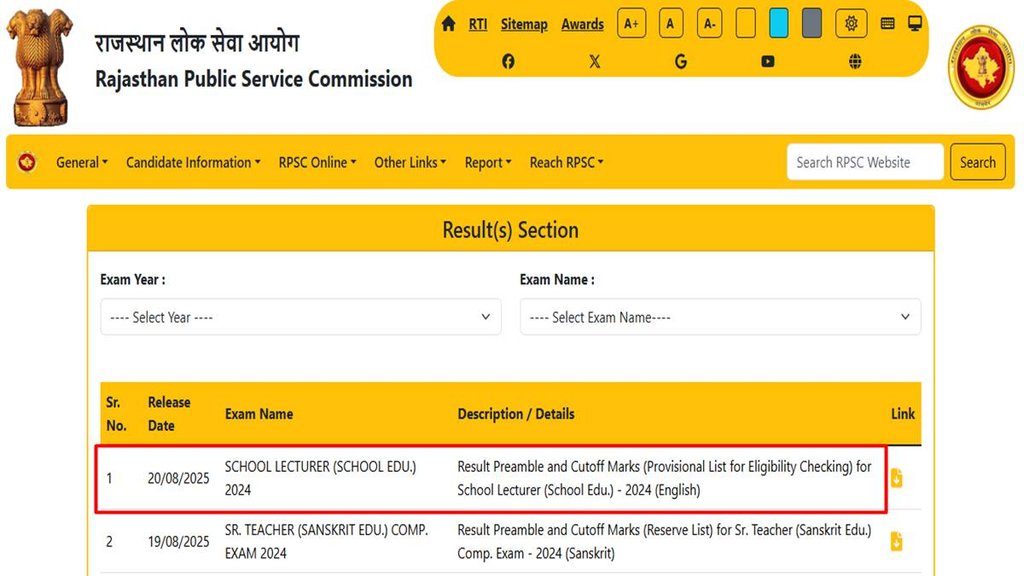 RPSC 1st Grade Result Out, rpsc.rajasthan.gov.in