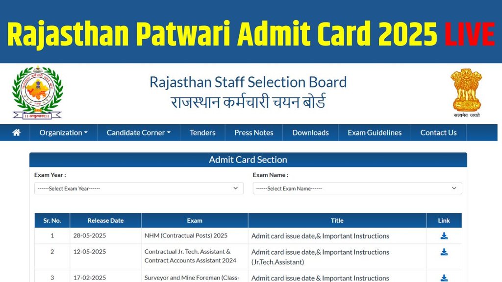 rajasthan patwari admit card 2025, rajasthan patwari admit card 2025 link, rajasthan patwari admit card 2025 date time, rajasthan patwari admit card 2025 kab aayega