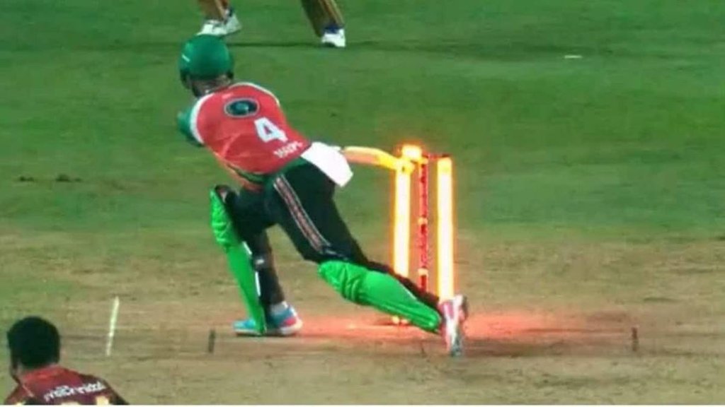 Shai Hope bizarre hit wicket, CPL 2025, Trinbago Knight Riders vs Guyana Amazon Warriors