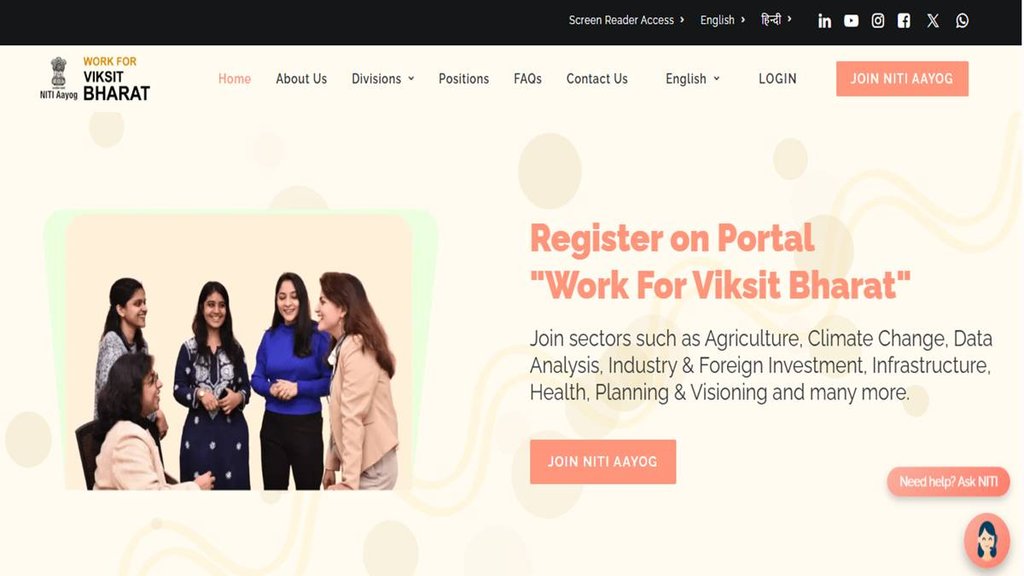 Work For Viksit Bharat, Niti Ayog,
