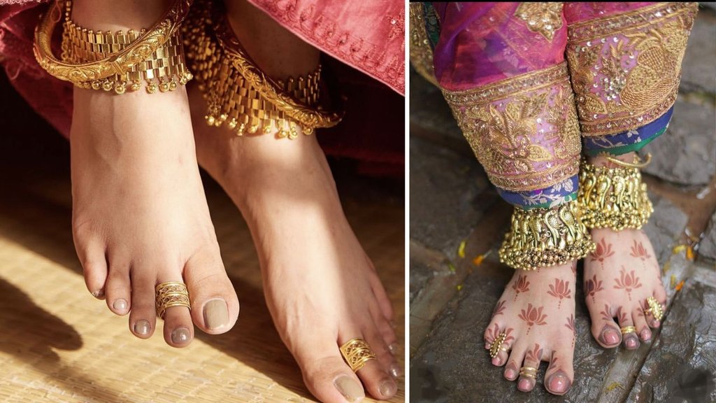 Anklets And Toe Rings | Gold-anklets-toe-rings | significance of wearing toe ring and anklets