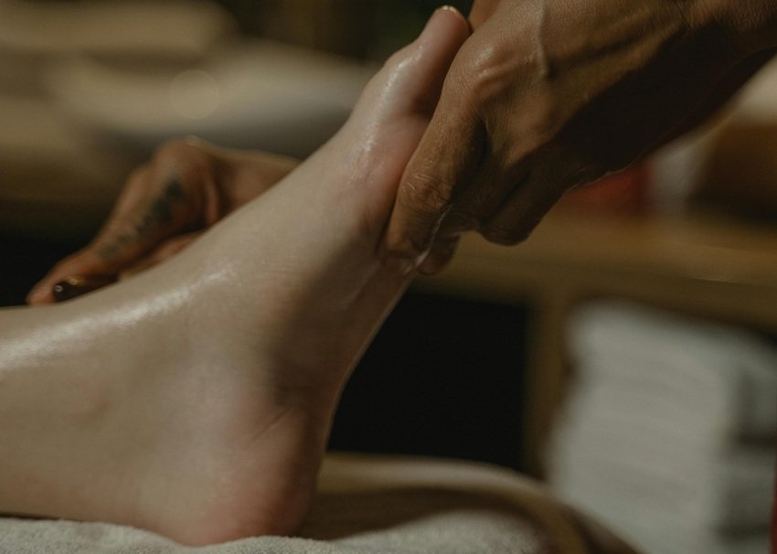 Applying Ghee on Feet at Night