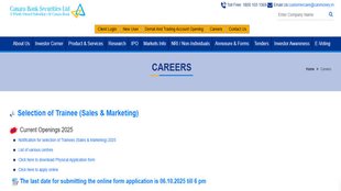 Canara Bank vacancy 2025, Canara Bank Securities Limited,
