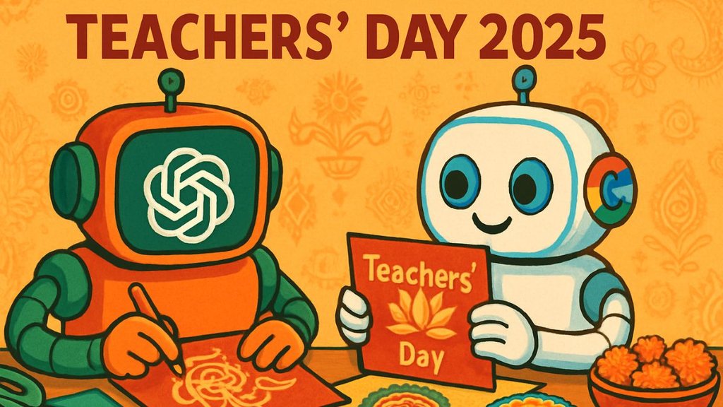 Teachers Day 2025: ChatGPT और Google Gemini से बनाएं यूनिक कार्ड और प्यारे मैसेज (Image: Perplexity AI)