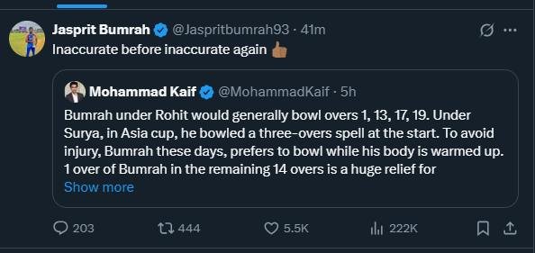 Jasprit Bumrah Reply Mohammad Kaif, Asia Cup 2025, IND vs BAN
