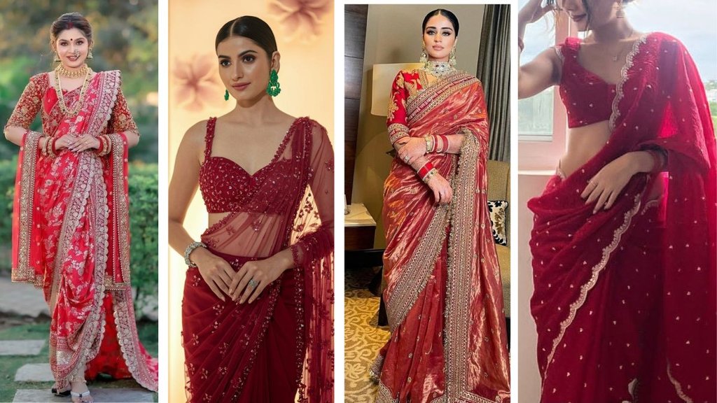 karva chauth special saree | Karwa Chauth 2025 red colour saree design | new bridge red colour saree design
