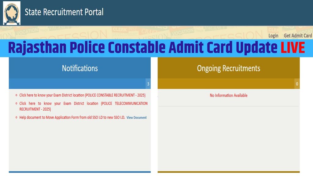 Rajasthan Police Constable Admit Card 2025 LIVE, recruitment2.rajasthan.gov.in