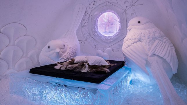 Sleeping in ice rooms Sweden