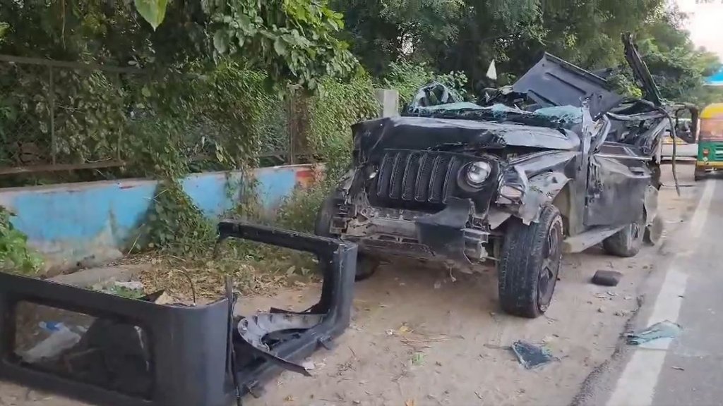 Thar Accident, Thar Gurugram Accident, Gurugram road Accident