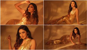 Donal Bisht Shines in Golden Gown