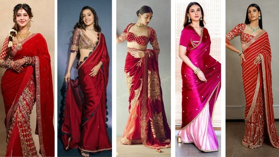 Red saree party wear design | Gemini Saree Prompt | Nano Banana Saree Trend