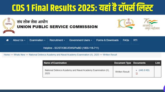 UPSC CDS 1 Result 2025, CDS 1 Final Result 2025, UPSC CDS 2025 Topper List, IMA INA AFA Selected Candidates