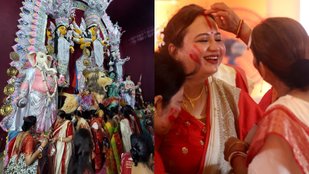 Colorful Sindoor Khela Rituals