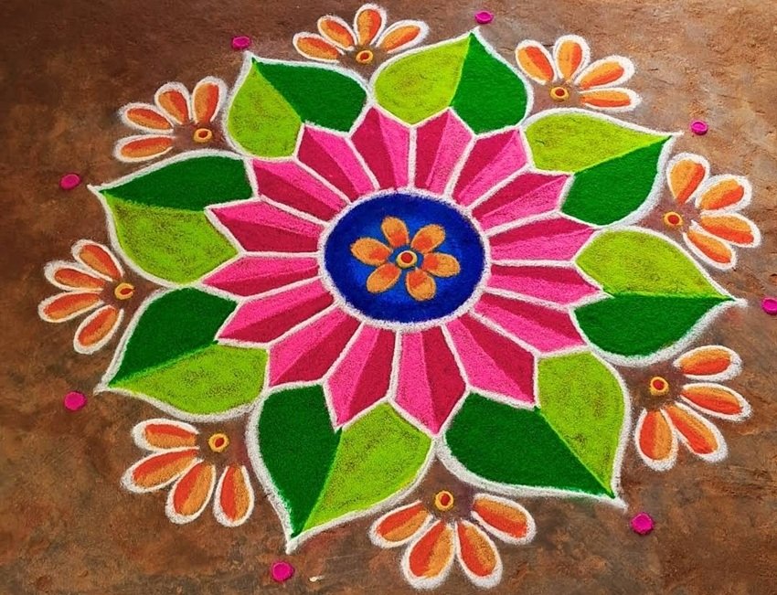 Decorate Your Home with Flower Flour and Red Earth Rangoli This Karwa Chauth