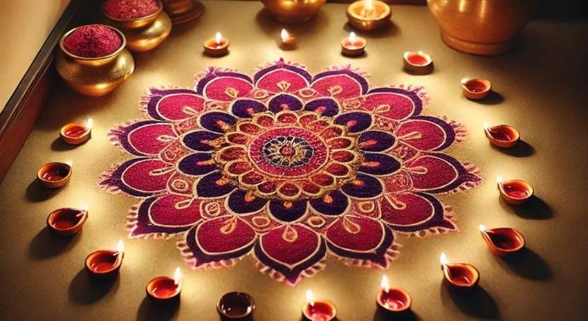 Goddess Lakshmi blessings rangoli