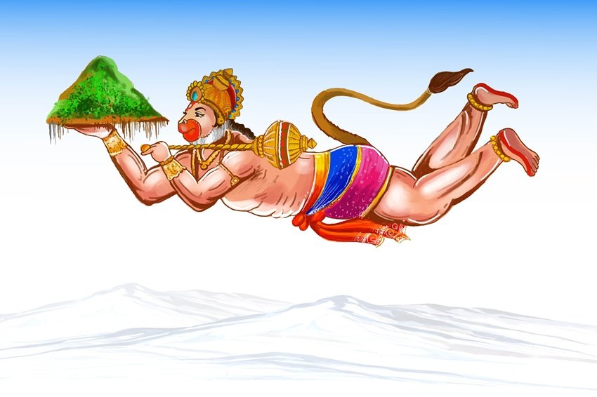 Illustration of lord hanuman for hanuman jayanti festival card b