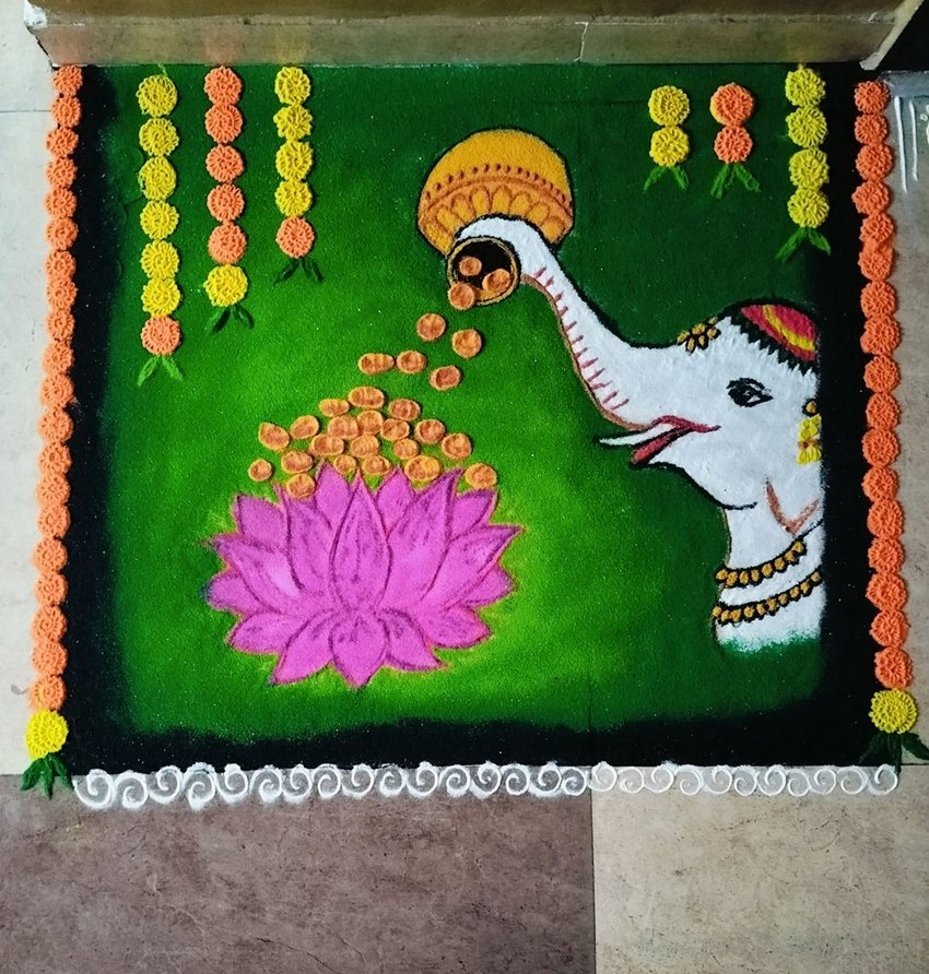 Kalash Rangoli Design for Dhanteras