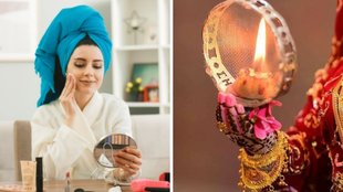 Karwa Chauth, pink Rosy skin, pink Rosy skin at home