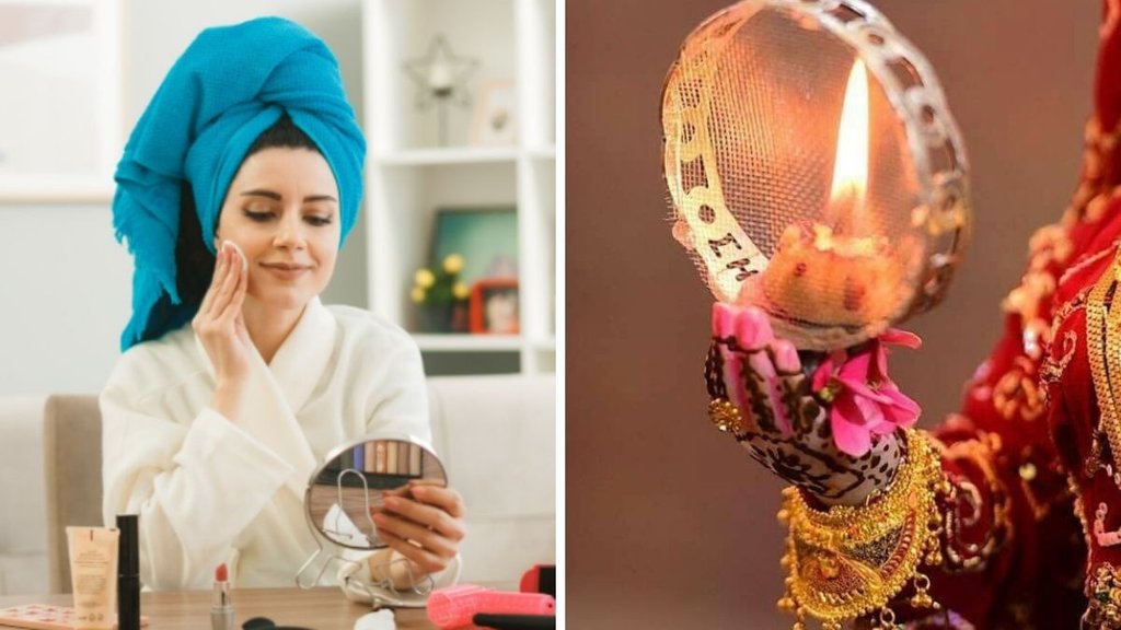 Karwa Chauth, pink Rosy skin, pink Rosy skin at home