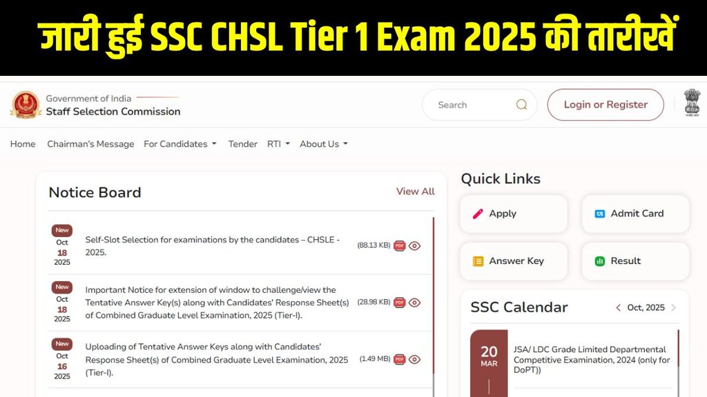 SSC CHSL 2025, SSC CHSL Tier 1 Exam, CHSL Exam Dates 2025, SSC CHSL City & Shift Selection, SSC CHSL CBT Mode, SSC CHSL Exam Pattern, SSC CHSL Online Slot Booking