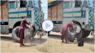 Tyre Puncture Repair, Woman Tyre puncture repair, video viral, viral video,