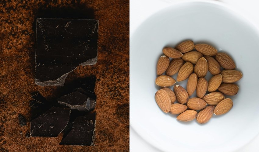 dark chocolate and almonds