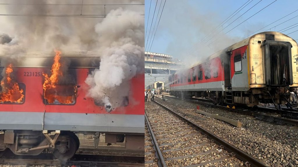garib rath express, train fire
