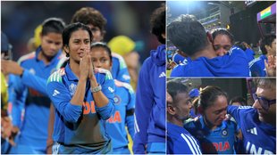 IND W vs AUS W Jemimah Rodrigues crying harmanpreet kaur tears indian women team historical win against australia pictures video