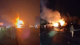 LPG cylinders caught fire,Jaipur-Ajmer Highway,LPG cylinders Blast,