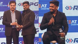 Sanju Samson express pain with smile says ready to even bowl award function t20 cricketer of the year, Ceat Awards 2025, Sanju Samson CEAT Awards