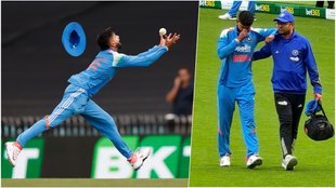 IND vs AUS Shreyas iyer injured left field with physio stunning catch alex carey harshit rana bowling