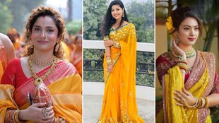 Yellow saree for pooja | Dev Uthani Ekadashi 2025 shubh rang | tulsi vivah 2025 yellow-saree-look | देवोत्थान एकादशी