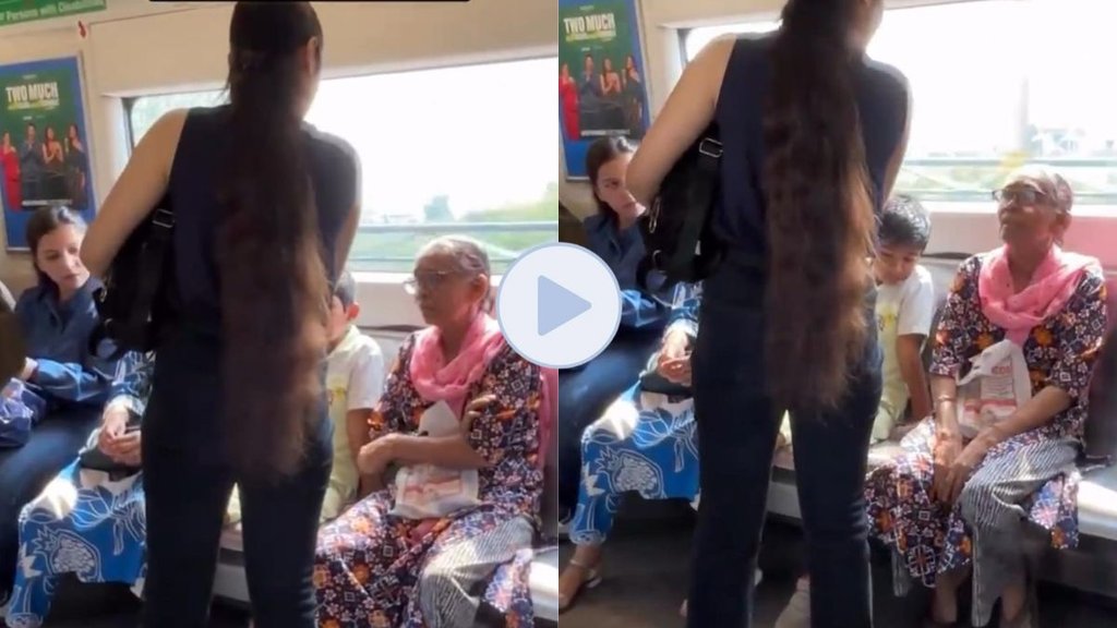 Delhi Metro, Viral Video, Girl fight with old lady, trending news, Delhi Metro, Viral Video, Girl fight with old lady, trending news,