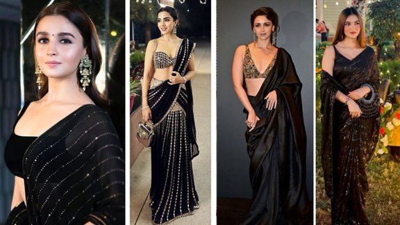 Bold & Beautiful in Black Saree | saree for-wedding-and-engagement-party | Black Saree